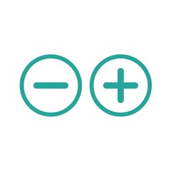 Fototapeta premium plus and minus circle flat vector icons isolated on white.