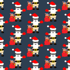 Pug in Santa Claus costume seamless pattern