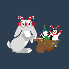 Rabbit in christmas costume