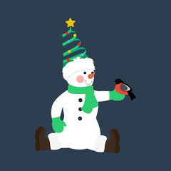 Snowman in christmas costume illustration