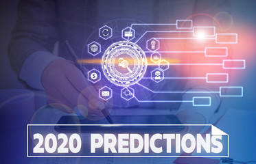 Word writing text 2020 Predictions. Business photo showcasing statement about what you think will happen in 2020 Picture photo system network scheme modern technology smart device