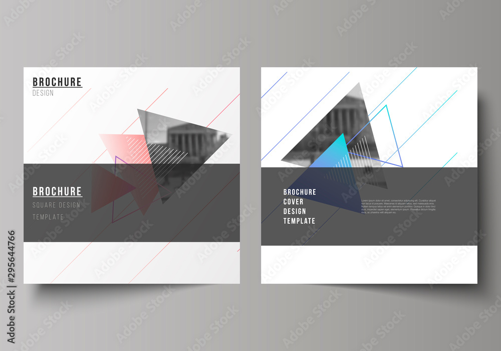 Wall mural the minimal vector illustration of editable layout of two square format covers design templates for 