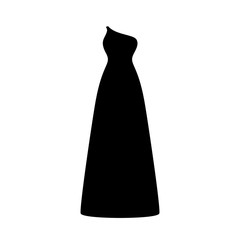 Vector illustration of an isolated black asymmetric long dress.