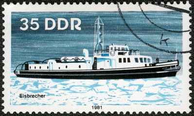 GERMANY - 1981: shows Icebreaker, River Boat, 1981