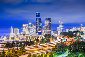 Fototapeta na wymiar Seattle, Washington, USA downtown city skyline