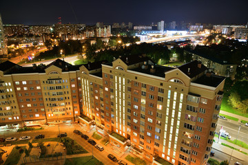 Obraz premium Beautiful night landscape in Zelenograd sleeping area of Moscow