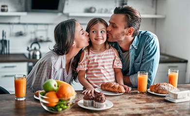 Family in kitchen