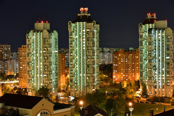 Obraz premium Beautiful night landscape in Zelenograd sleeping area of Moscow