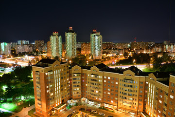 Obraz premium Beautiful night landscape in Zelenograd sleeping area of Moscow
