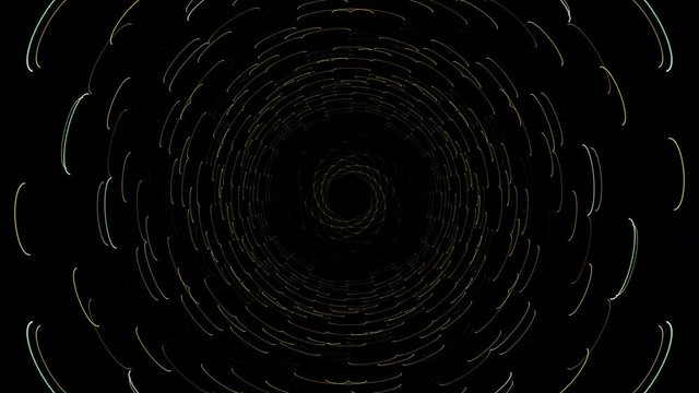 Abstract kaleidoscopic effect fades in, evolves and finally fades to black