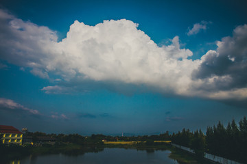 clouds over lake