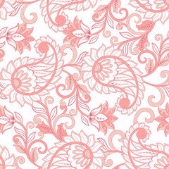 Fototapeta na wymiar Paisley Ornate seamless damask background. Vector vintage pattern