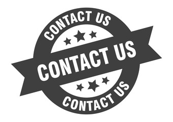 contact us sign. contact us black round ribbon sticker