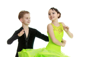 The children compete in dancing. isolated on white background