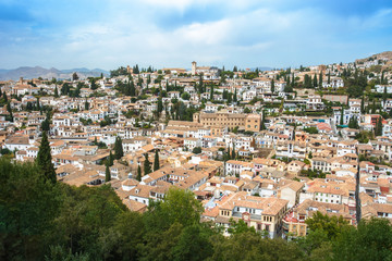 Fototapeta na wymiar Granada Mountain Alhambra Palacio Nazaries Spain Andalucia spanish moorish landmark architecture