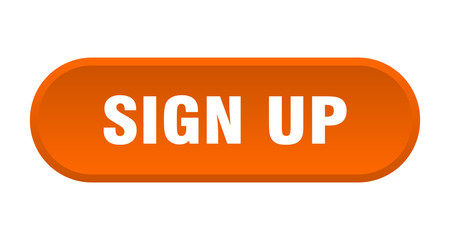 sign up button. sign up rounded orange sign. sign up