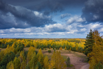 Fototapeta na wymiar Autumn colors in countryside landscape.