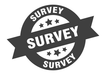 survey sign. survey black round ribbon sticker