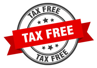 tax free label. tax free red band sign. tax free