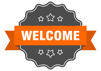 welcome isolated seal. welcome orange label. welcome