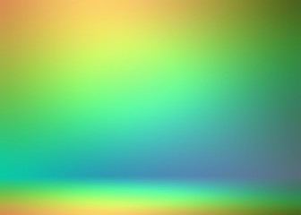 Tropical natural tints cool 3d background. Green azure yellow bright transition. Impressive abstract template. Summer colors. Empty studio decoration.