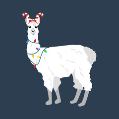 Llama in Christmas costume illustration