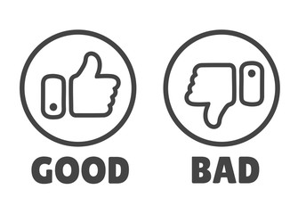 Thumbs up icon Isolated on a white background. Thumb icons are good and bad.