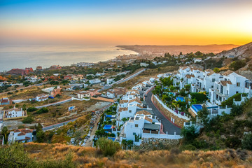 Benalmadena Malaga Costa del Sol Spain Sunset Beautiful View - obrazy, fototapety, plakaty