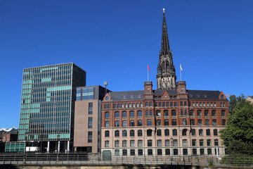 Obraz premium St. Nicholas, or Nikolaikirche church in Hamburg, Germany