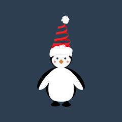 Penguin in christmas costume illustration