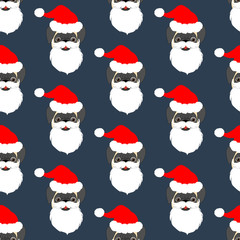 Pug in Santa Claus costume seamless pattern