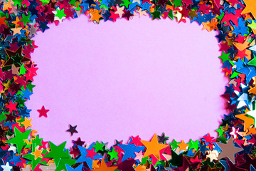 Glitter Tinsel Stars Close Frame Border Up For Background