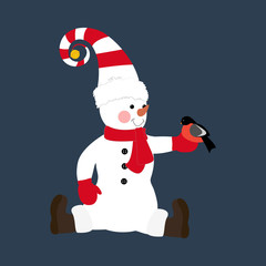 Snowman in christmas costume illustration