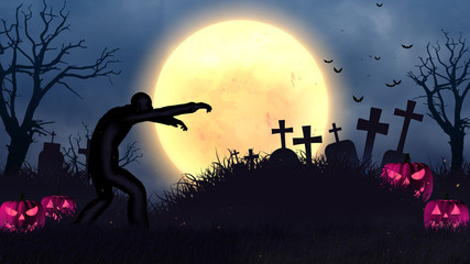 Obraz premium Halloween Dark Night Zombie Background