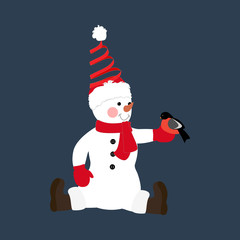 Snowman in christmas costume illustration