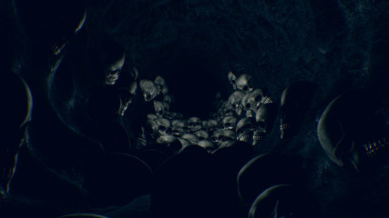 Dark Halloween Skull Cave