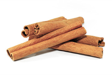 Cinnamon sticks isolated on white background