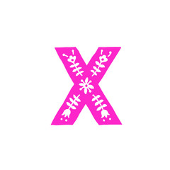 Fototapeta premium Letter X. Vector. Pink letter with ornament. Applique for clothes. Logo for the company.