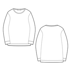 Outline technical sketch sweatshirt isolated on white background.