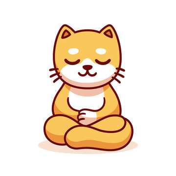 Cartoon Cat Meditating