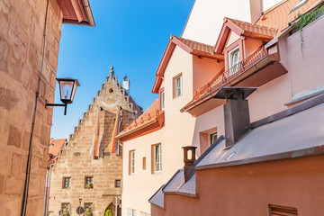 Obraz premium Colorful and picturesque streets of Nuremberg with half-Timbered houses