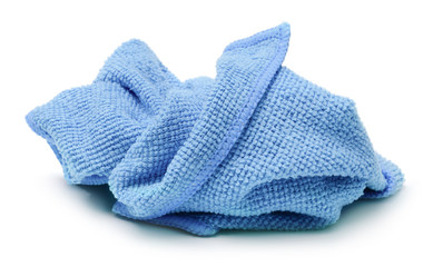 Crumpled blue napkin isolated on white