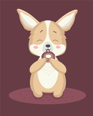 Cute doggie with a donut