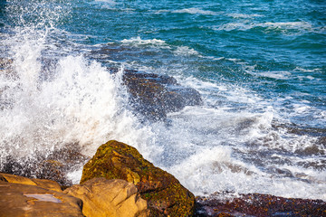 waves of the Atlantic Ocean crashing against the rocks