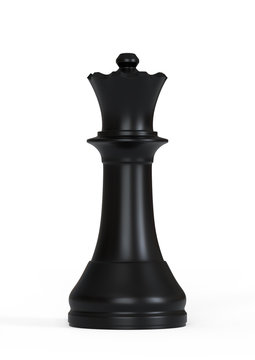 Black queen chess on a white background. Chess game figurine. leader success business concept. Chess pieces. Board games. Strategy games. 3d illustration, 3d rendering