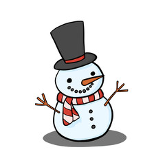 Snowman hand drawn cartoon vector for Christmas