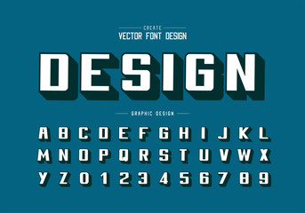 Shadow font and bold alphabet vector, Writing typeface and number design, Graphic text on background