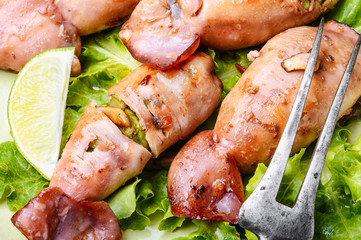 Christmas grilled squid with vegetables