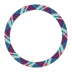 Circle borders and frames vector. Round border pattern geometric vintage frame design. Scottish tartan plaid fabric texture. Template for gift card, collage, scrapbook or photo album and portrait..