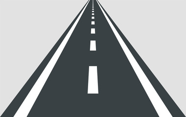 Straight road vector template isolated on background.